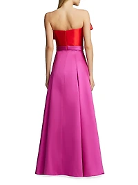 Colorblocked Bow Mikado Gown