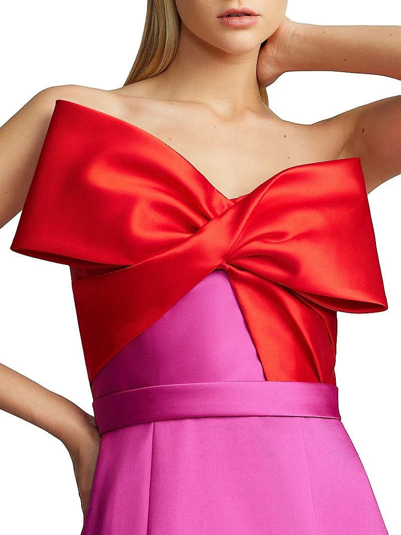 Colorblocked Bow Mikado Gown