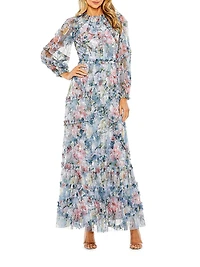 Floral Chiffon Tiered Maxi Dress