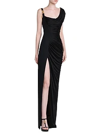 Draped Cowlneck Column Gown