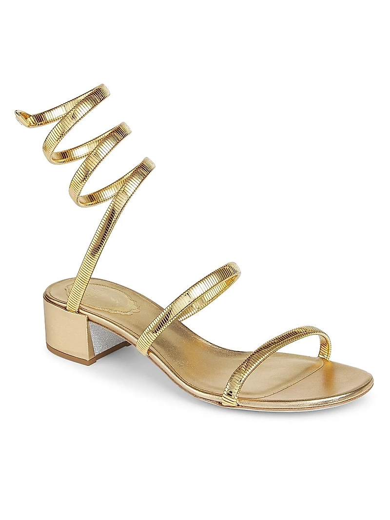 40MM Metallic Leather Wrap Sandals