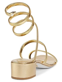 40MM Metallic Leather Wrap Sandals