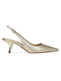 Bianka 65MM Metallic Leather Slingback Pumps