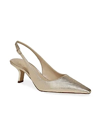 Bianka 65MM Metallic Leather Slingback Pumps