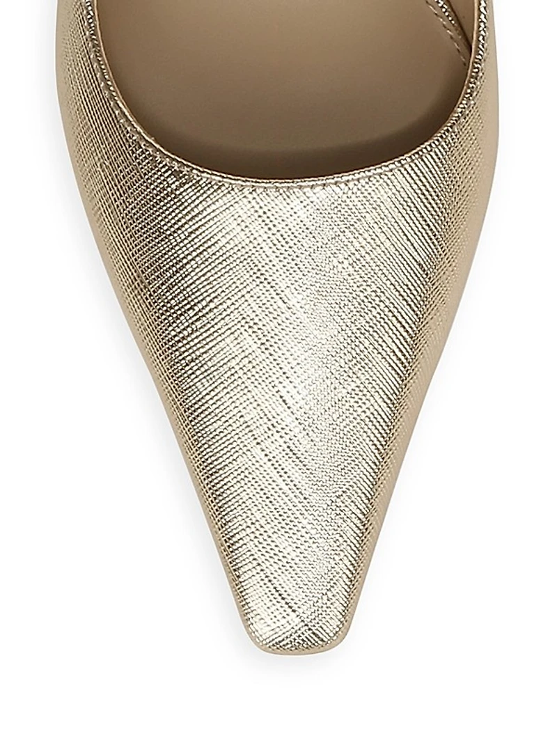 Bianka 65MM Metallic Leather Slingback Pumps