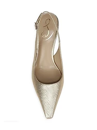 Bianka 65MM Metallic Leather Slingback Pumps
