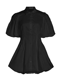 Cleo Puff-Sleeve Pintuck Minidress