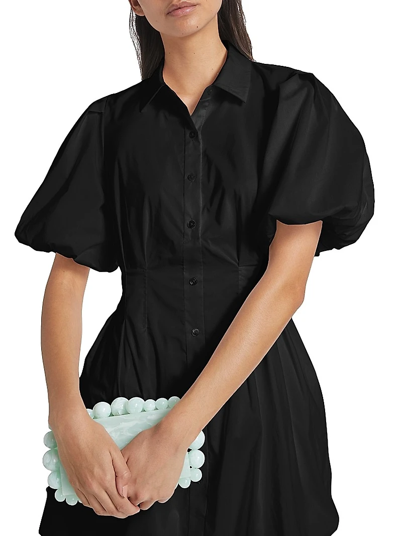 Cleo Puff-Sleeve Pintuck Minidress
