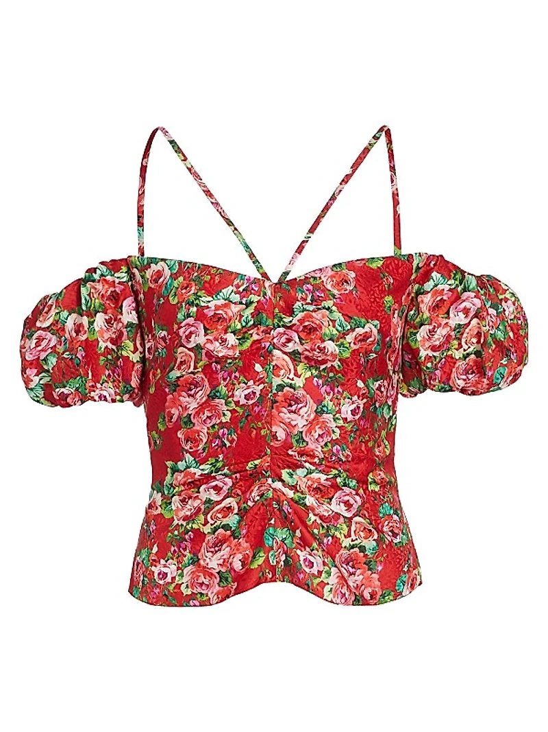 Ruby Floral Silk Halterneck Blouse