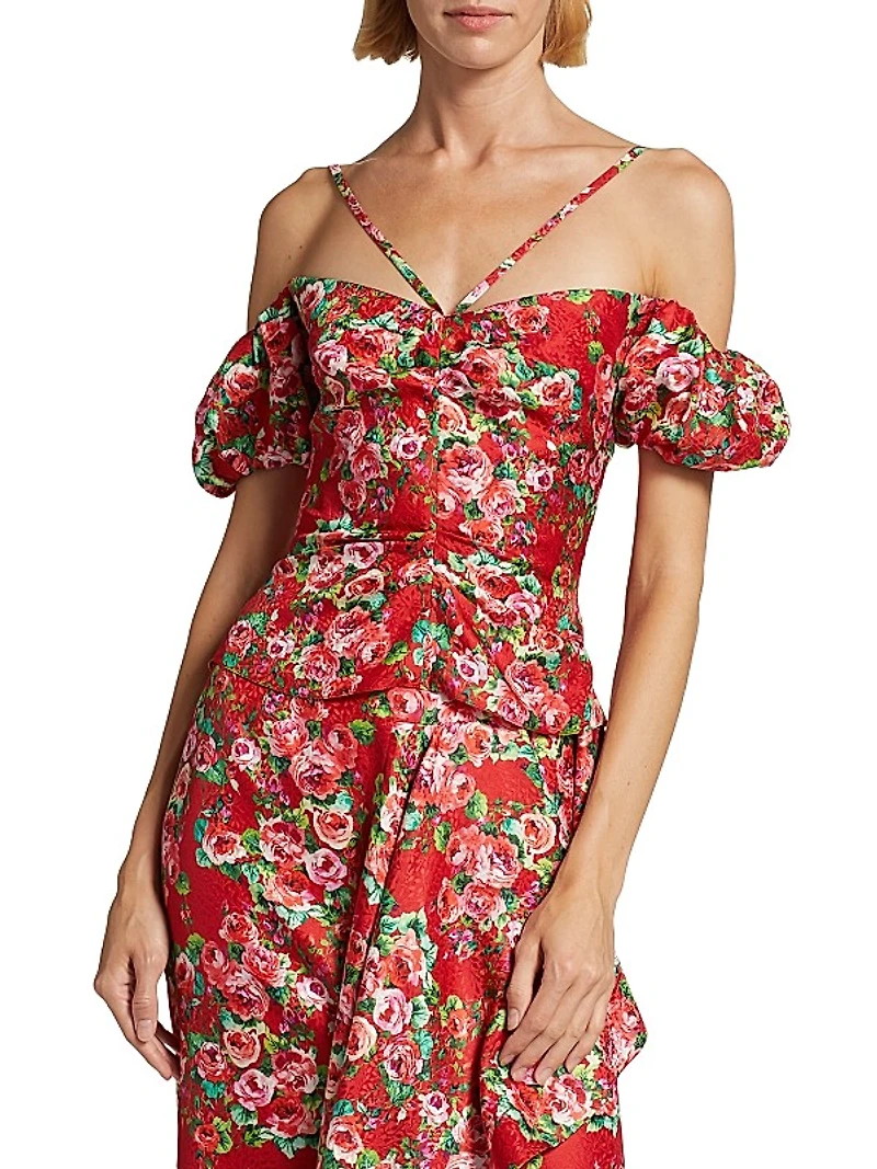 Ruby Floral Silk Halterneck Blouse