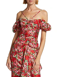 Ruby Floral Silk Halterneck Blouse