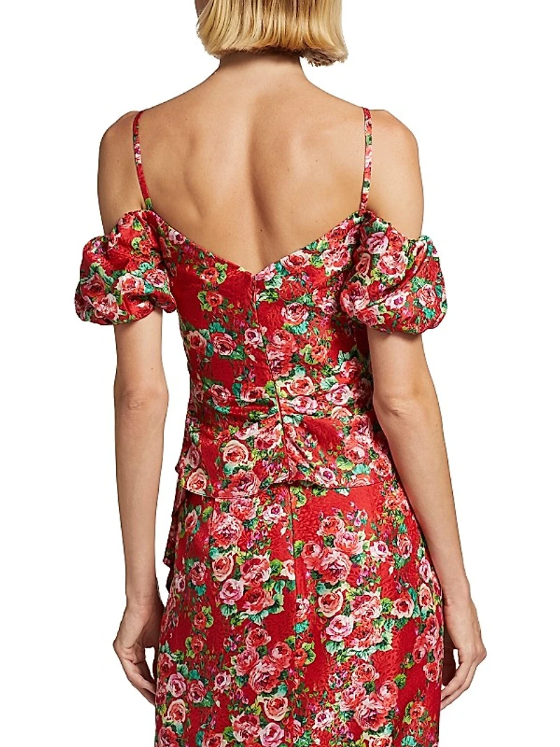 Ruby Floral Silk Halterneck Blouse