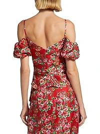 Ruby Floral Silk Halterneck Blouse