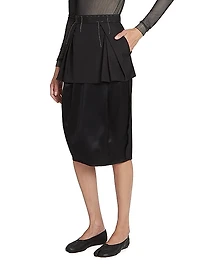 Layered Mixed-Media Midi-Skirt