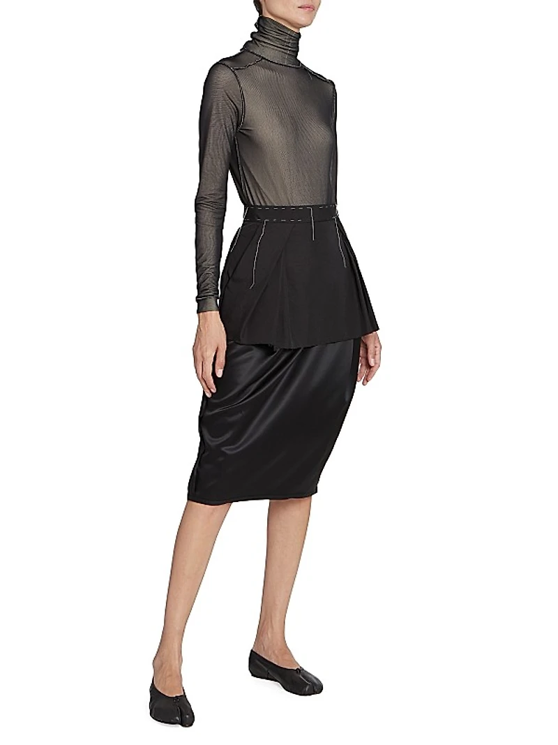 Layered Mixed-Media Midi-Skirt