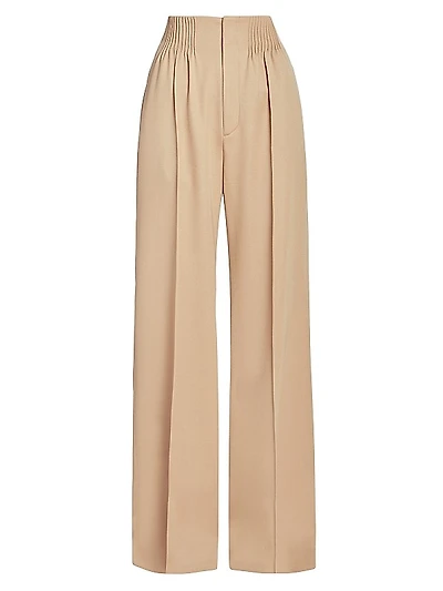 Cinched Wide-Leg Wool Trousers