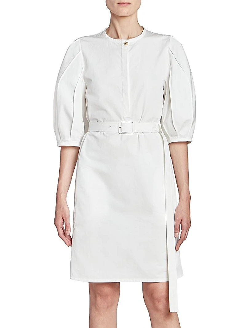 Belted Cotton Poplin Dress