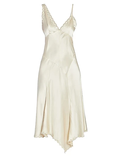 Ayrich Silk Eylet Bias Slip Midi-Dress