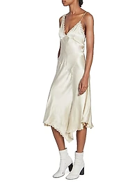 Ayrich Silk Eylet Bias Slip Midi-Dress