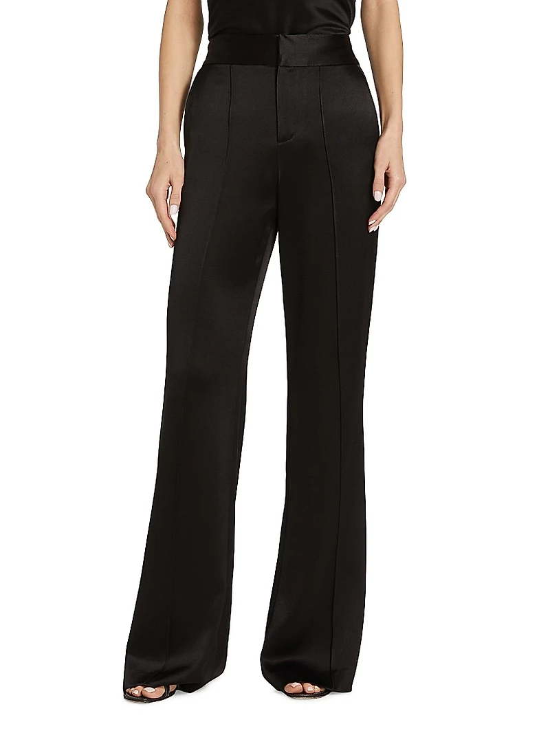 Dylan Silk High-Waisted Wide-Leg Pants