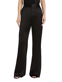 Dylan Silk High-Waisted Wide-Leg Pants