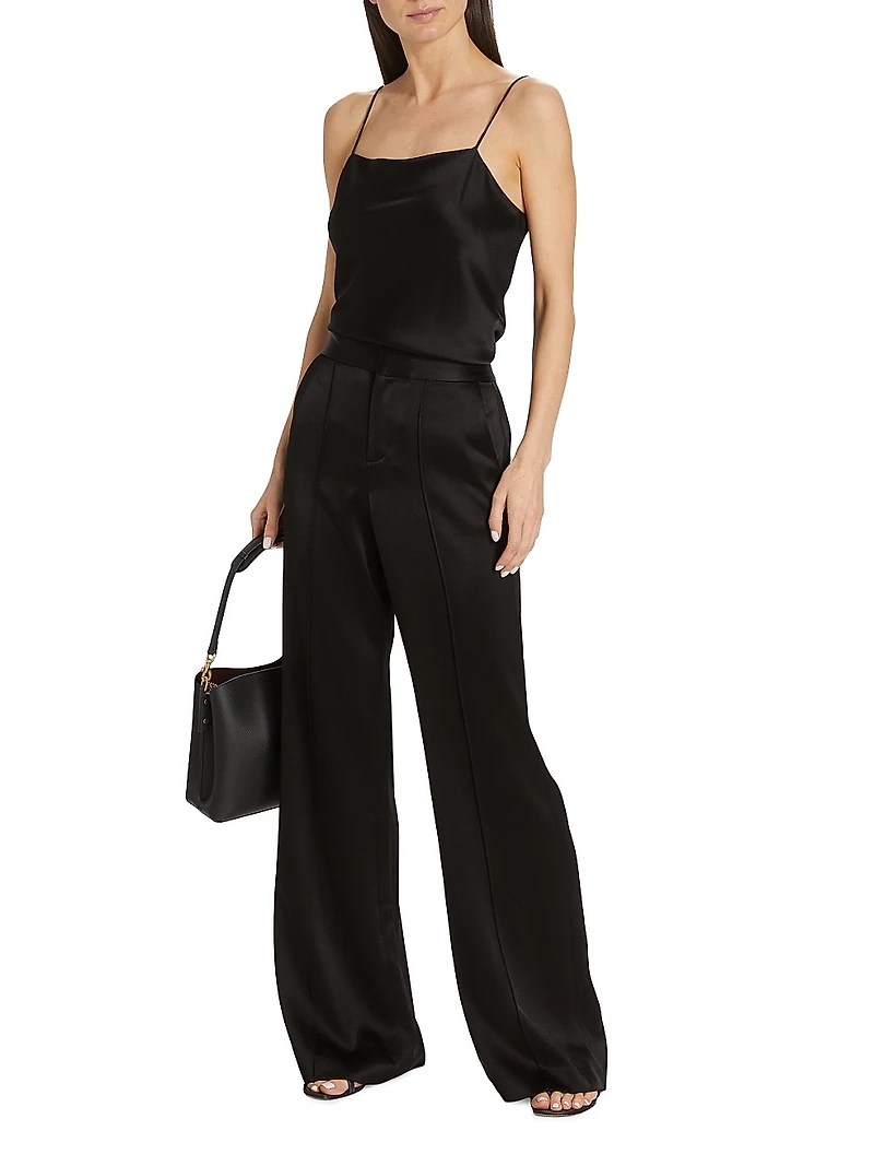 Dylan Silk High-Waisted Wide-Leg Pants