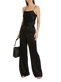 Dylan Silk High-Waisted Wide-Leg Pants