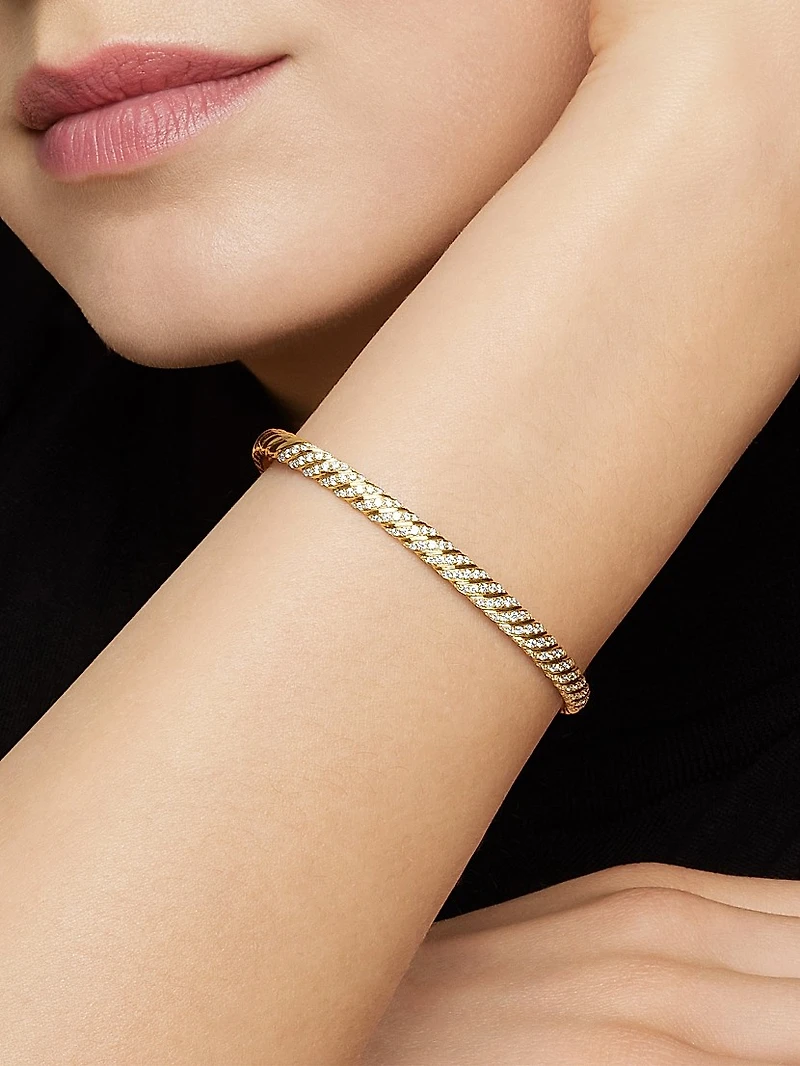 Sculpted Cable Bangle Bracelet 18K Yellow Gold