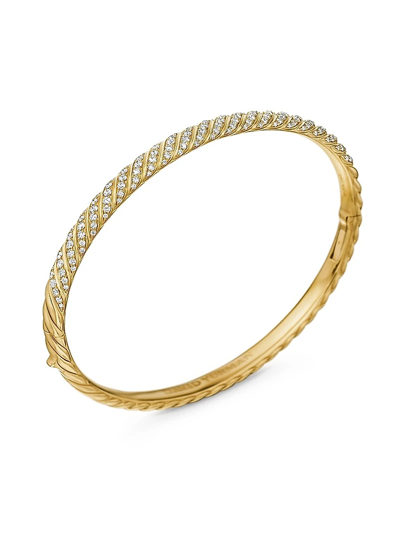 Sculpted Cable Bangle Bracelet 18K Yellow Gold
