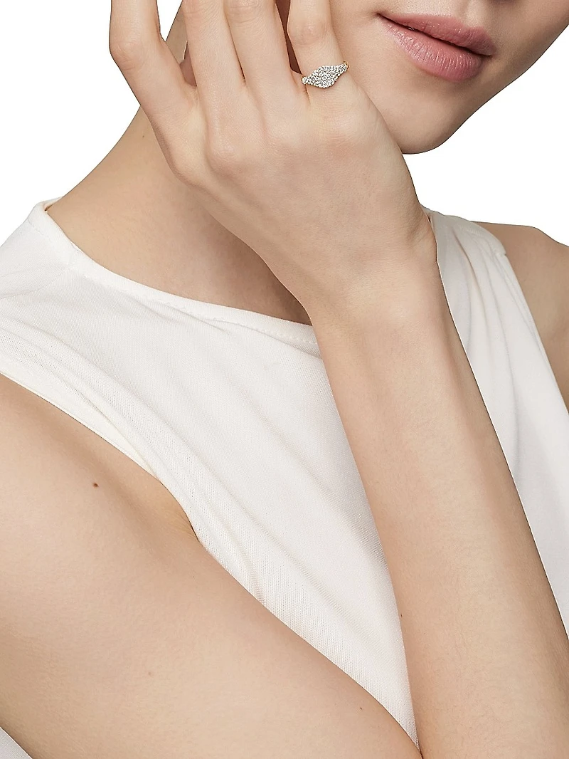 Petite Pave Pinky Ring 18K Yellow Gold