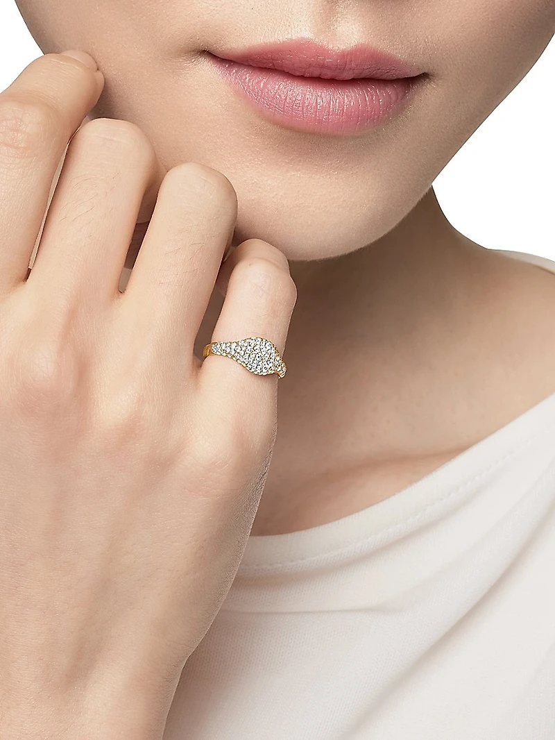 Petite Pave Pinky Ring 18K Yellow Gold