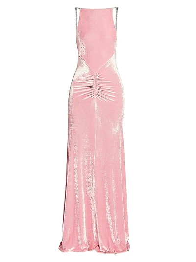 Velvet Crystal-Strap Gown