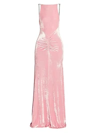 Velvet Crystal-Strap Gown