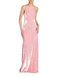 Velvet Crystal-Strap Gown