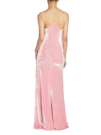 Velvet Crystal-Strap Gown