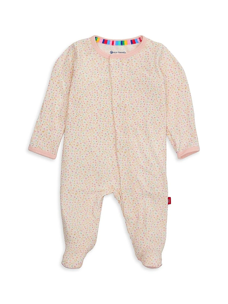 Baby Girl's Floral Print Footie