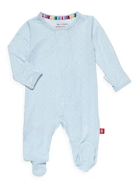 Baby's Pin Dot Ruffle-Trimmed Footie