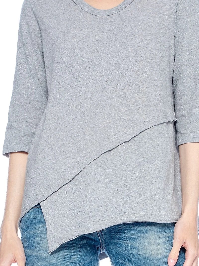 Three-Quarter Sleeve Cross Over Hem Shirt