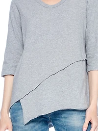 Three-Quarter Sleeve Cross Over Hem Shirt