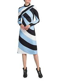 Printed Long-Sleeve Midi-Dress