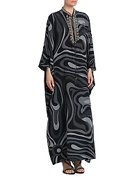 Crystal-Embellished Silk Caftan