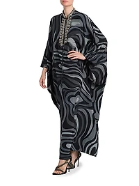 Crystal-Embellished Silk Caftan
