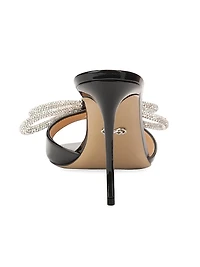 Crystal Bow Patent Leather Slide Sandals