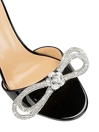 Crystal Bow Patent Leather Slide Sandals