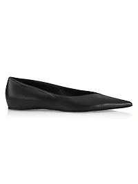 Asymmetric Leather Ballerina Flats