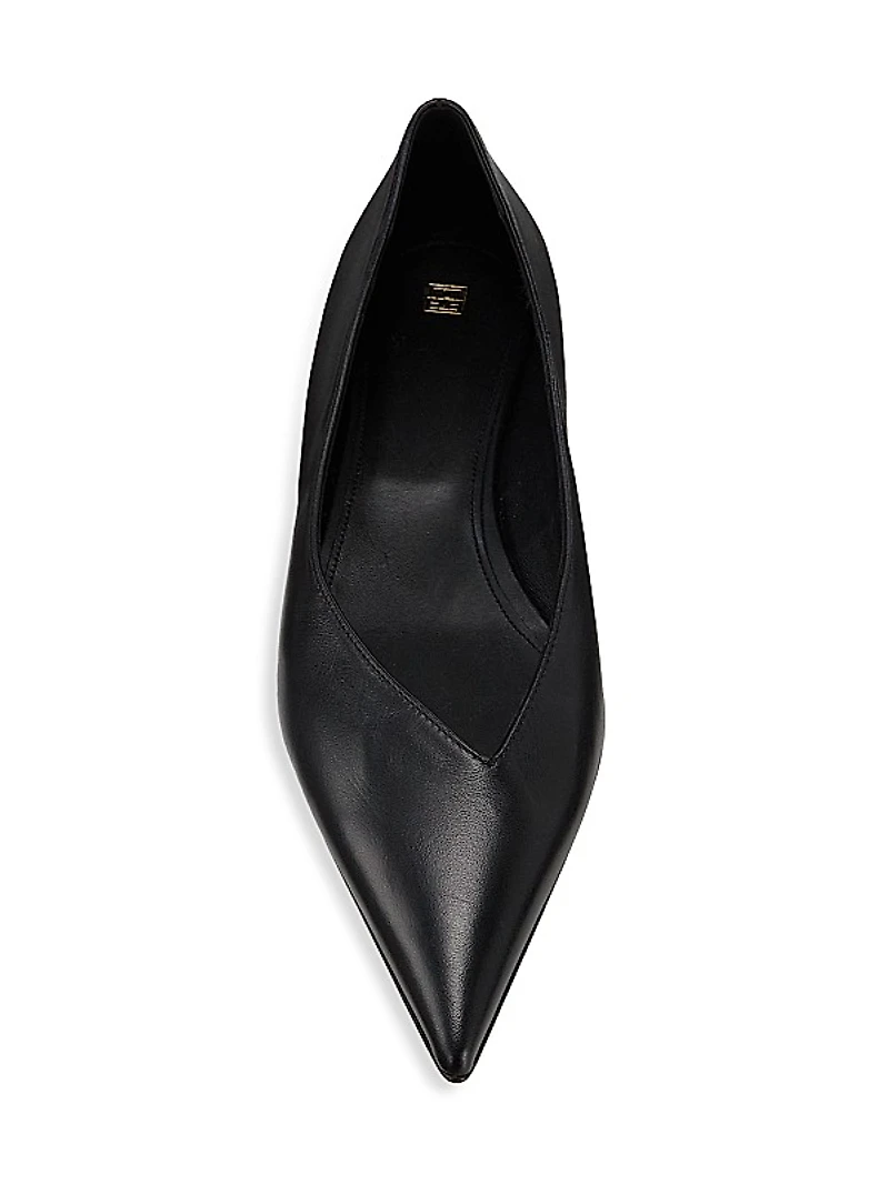 Asymmetric Leather Ballerina Flats