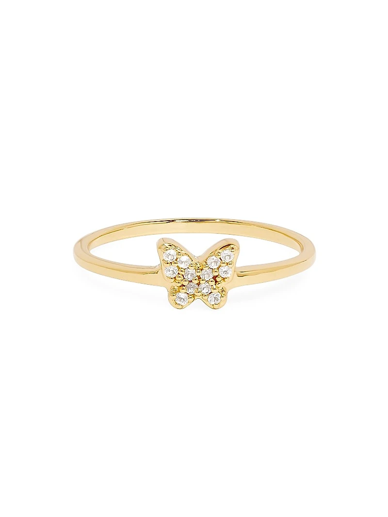 Adeline 14K Gold-Vermeil & White Topaz Butterfly Ring