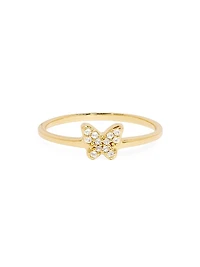 Adeline 14K Gold-Vermeil & White Topaz Butterfly Ring