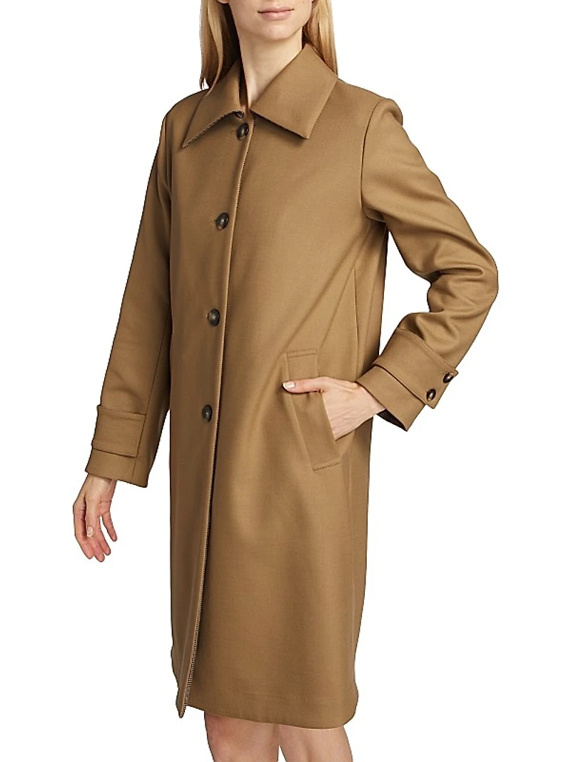 Single-Breasted Wool-Blend Coat