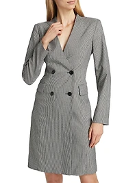 Houndstooth Double-Breasted Blazer Dress